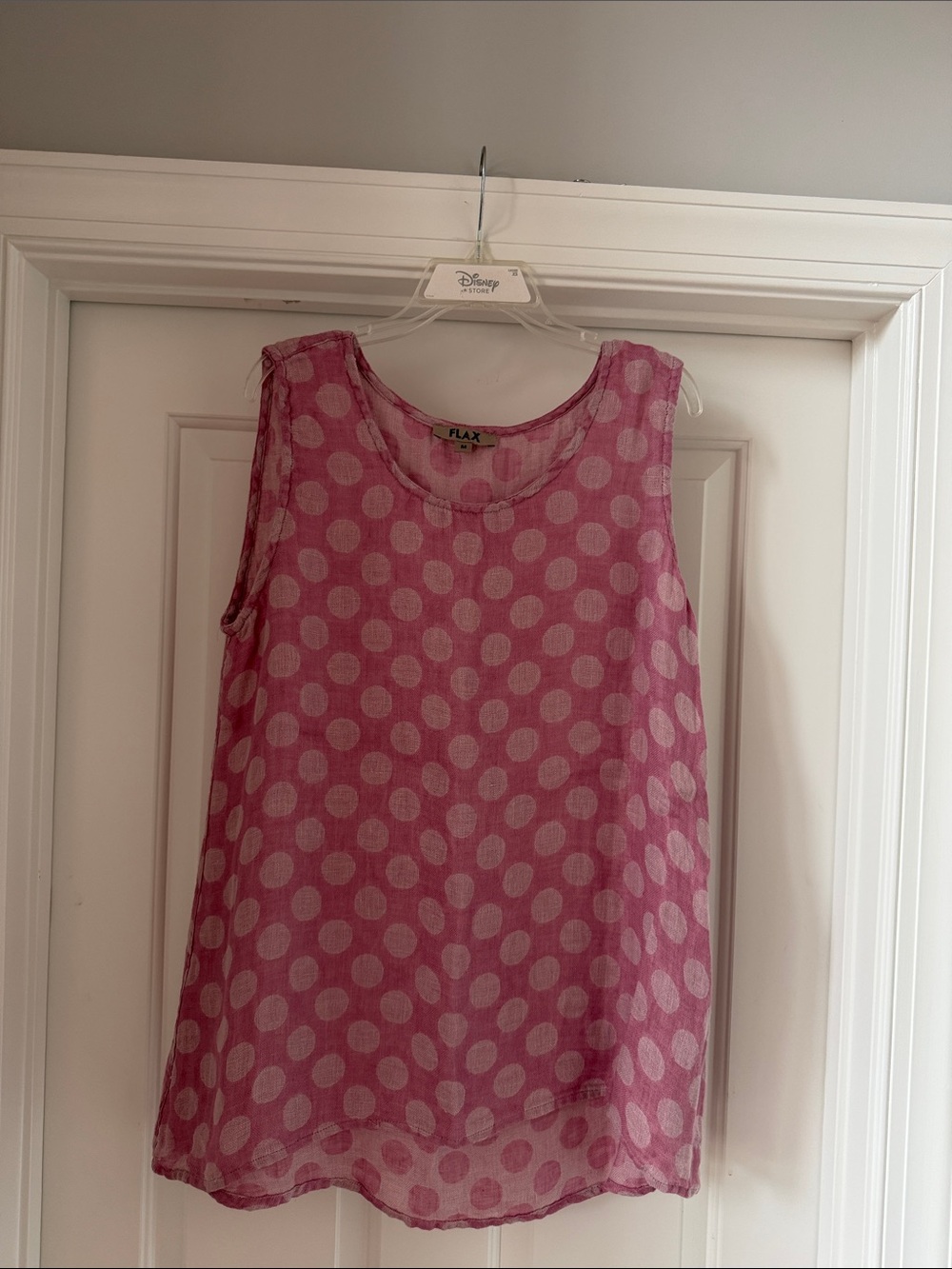FLAX by Jeanne Engelhart Pink Polka Dot Sleeveless Linen Tank